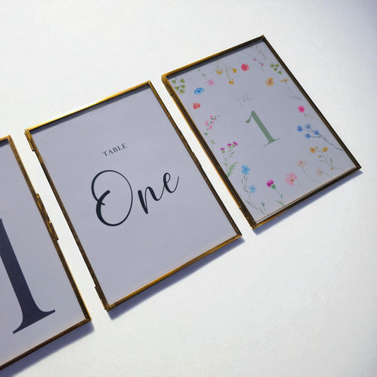 Hand-Painted Gold Photo Frame with Glass | Wedding Table Number Holder, 5×7 Vintage Easel Frame