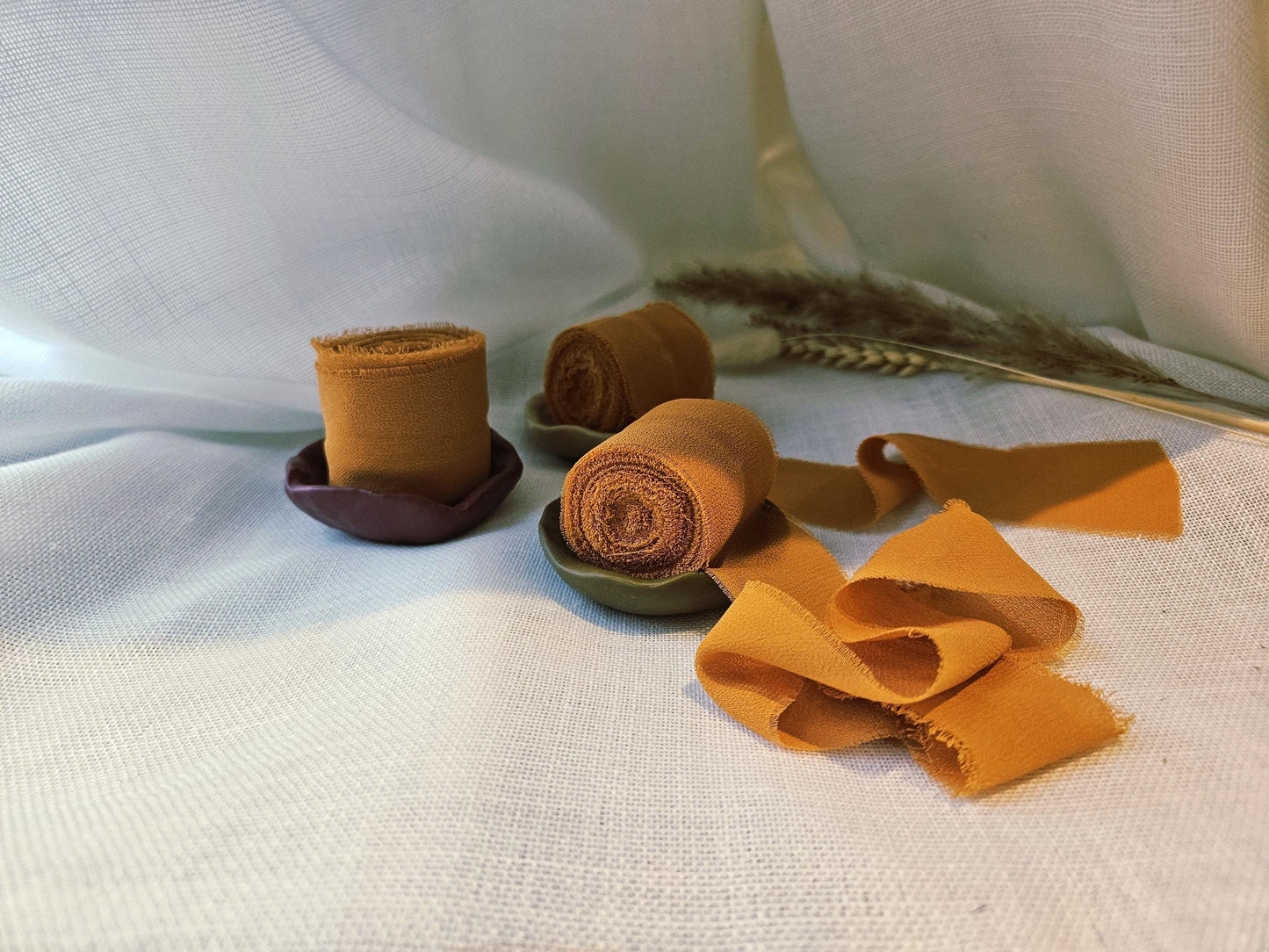 5m Luxury Chiffon Ribbon, Frayed Chiffon Ribbon, Orange Ribbon, Just Ribbon, Raw Edge Ribbon, Frayed Ribbon, Autumn Wedding Ribbon