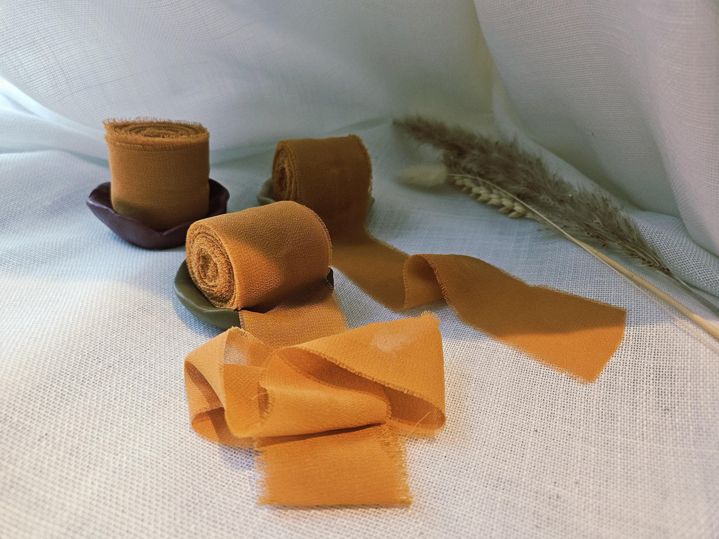 5m Luxury Chiffon Ribbon, Frayed Chiffon Ribbon, Orange Ribbon, Just Ribbon, Raw Edge Ribbon, Frayed Ribbon, Autumn Wedding Ribbon