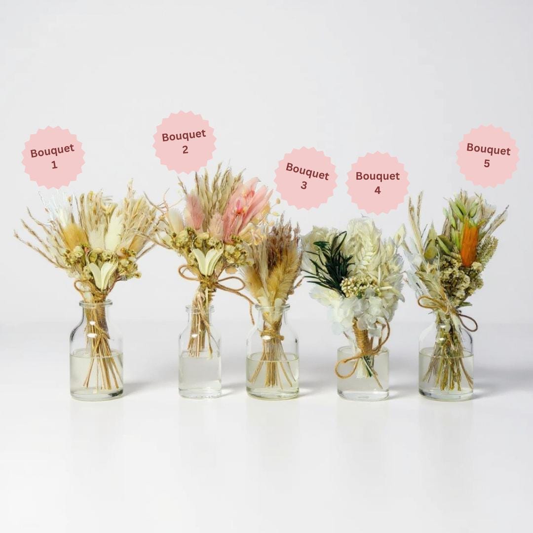 Mini Dried Flower Wedding Favours – Rustic Table Decor, Wedding Favour, Wedding Table Decor