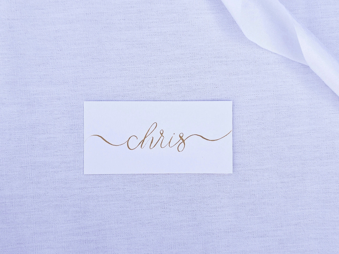 Handwritten White Place Names | Gold Ink Flat Wedding Place Names | Handwritten Calligraphy | Seating Plan