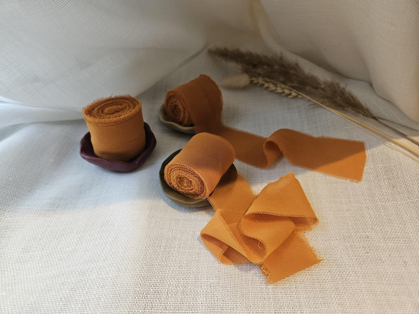 5m Luxury Chiffon Ribbon, Frayed Chiffon Ribbon, Orange Ribbon, Just Ribbon, Raw Edge Ribbon, Frayed Ribbon, Autumn Wedding Ribbon