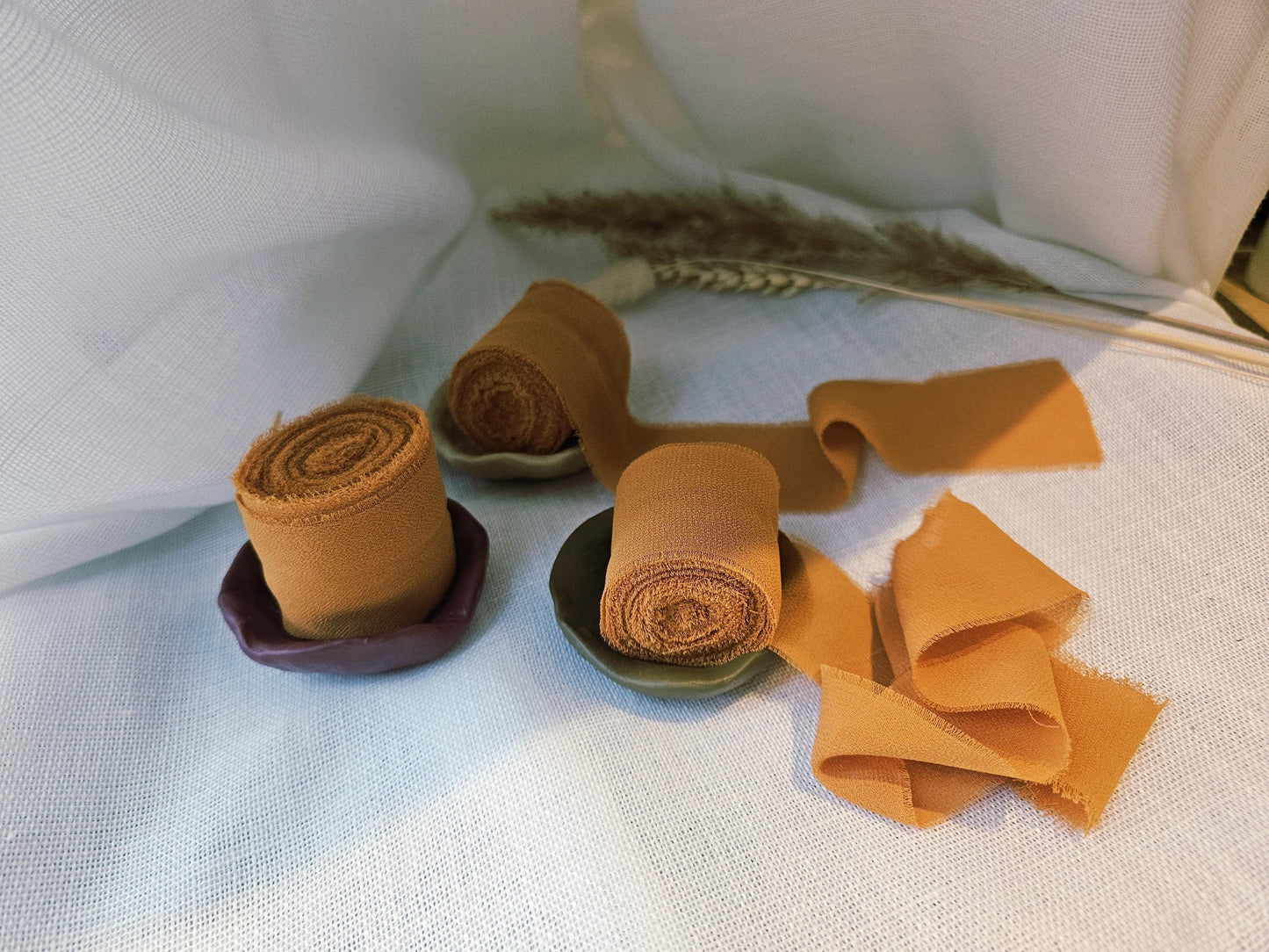 5m Luxury Chiffon Ribbon, Frayed Chiffon Ribbon, Orange Ribbon, Just Ribbon, Raw Edge Ribbon, Frayed Ribbon, Autumn Wedding Ribbon