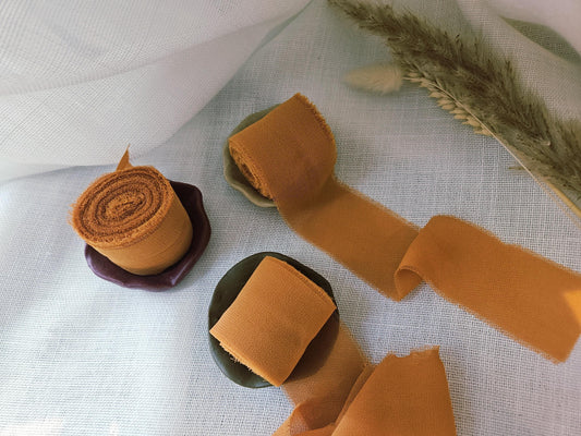 5m Luxury Chiffon Ribbon, Frayed Chiffon Ribbon, Orange Ribbon, Just Ribbon, Raw Edge Ribbon, Frayed Ribbon, Autumn Wedding Ribbon