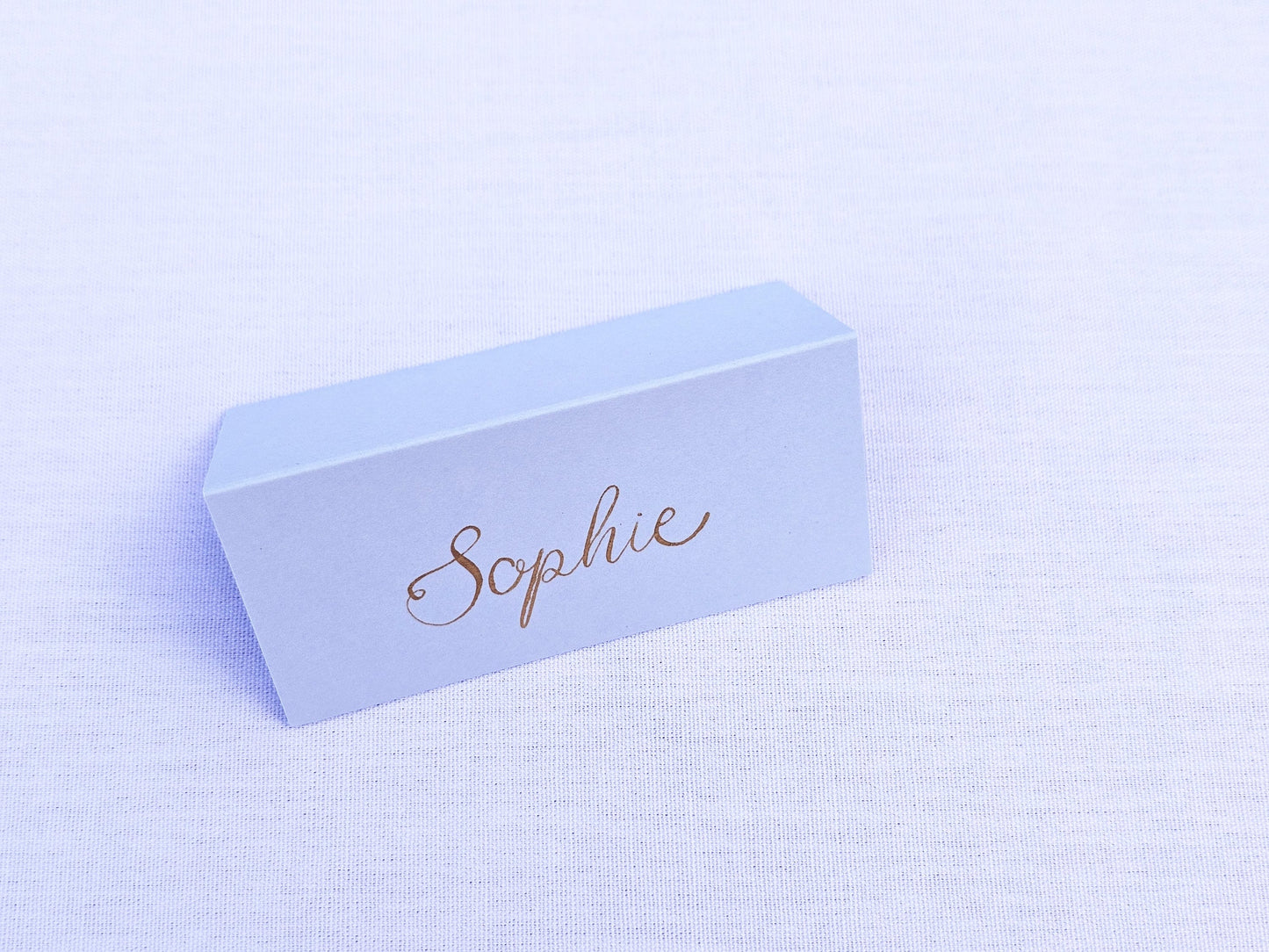Light Blue Wedding Place Names | Baby Blue Tented Place Names | Gold Ink Pastel Blue Wedding Place Cards | Handwritten Calligraphy